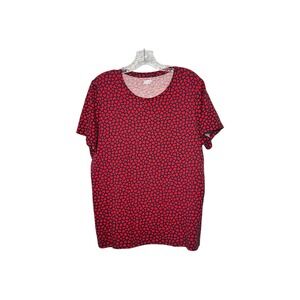 Lands End Size L Hearts Valentine's Love T-Shirt Tee Blouse 100% Cotton Red Blue